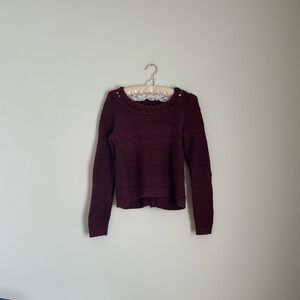 Moth Deep Burgundy Crew Neck Sweater